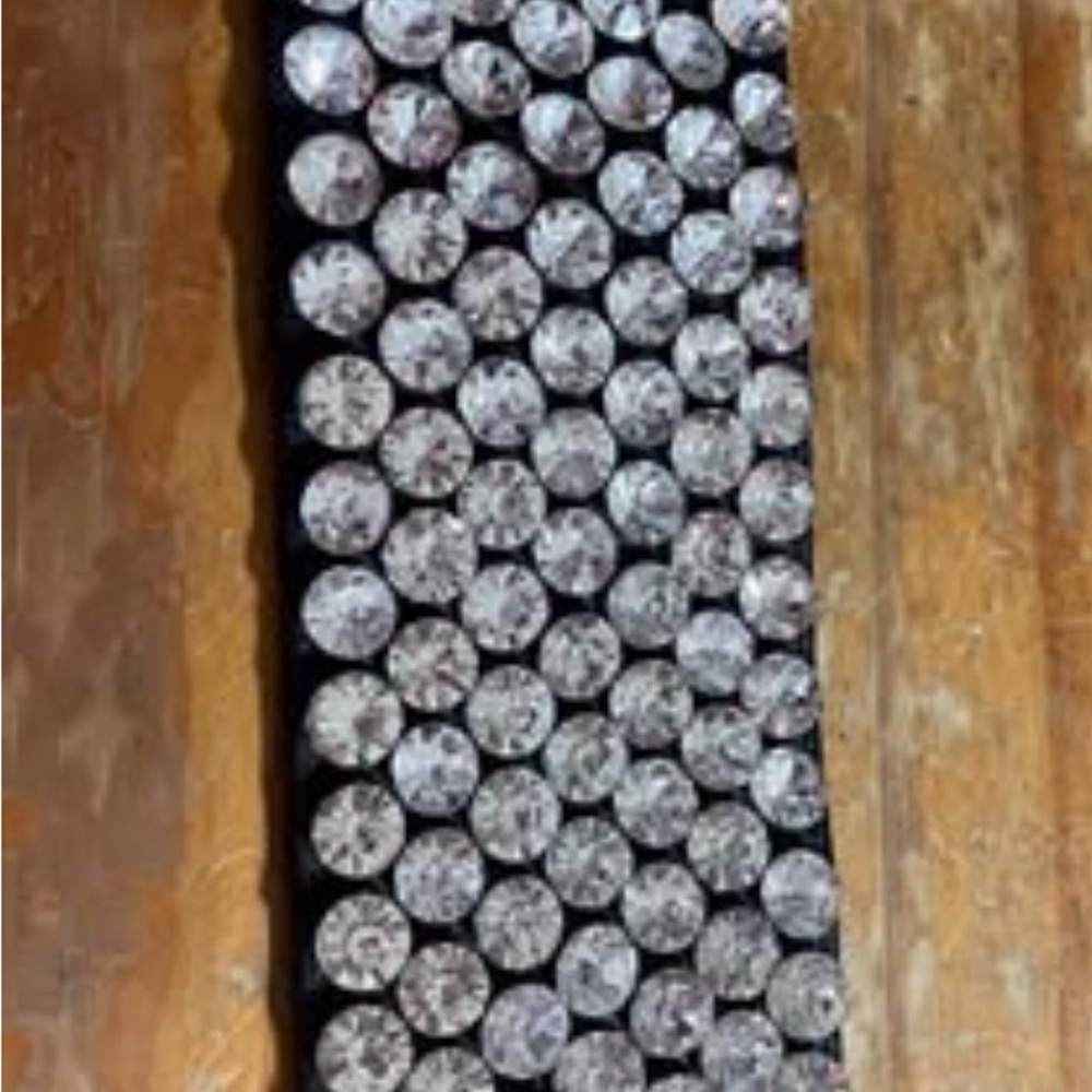 Black Leather Rhinestone Bracelet